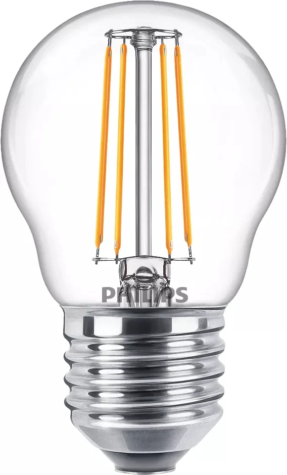 Philips Filament-Kerzenlampe, P45 E27, transparent, 40 W