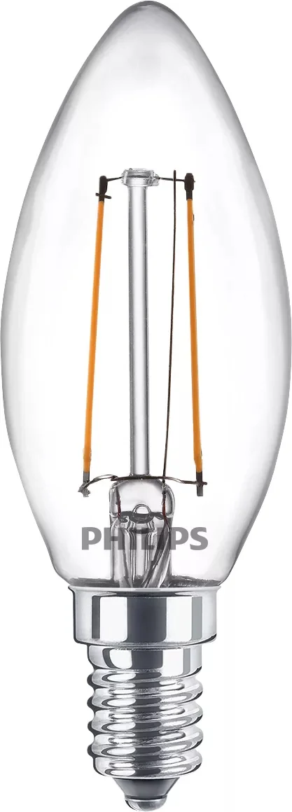 Philips Filament-Kerzenlampe, B35 E14, transparent, 25 W