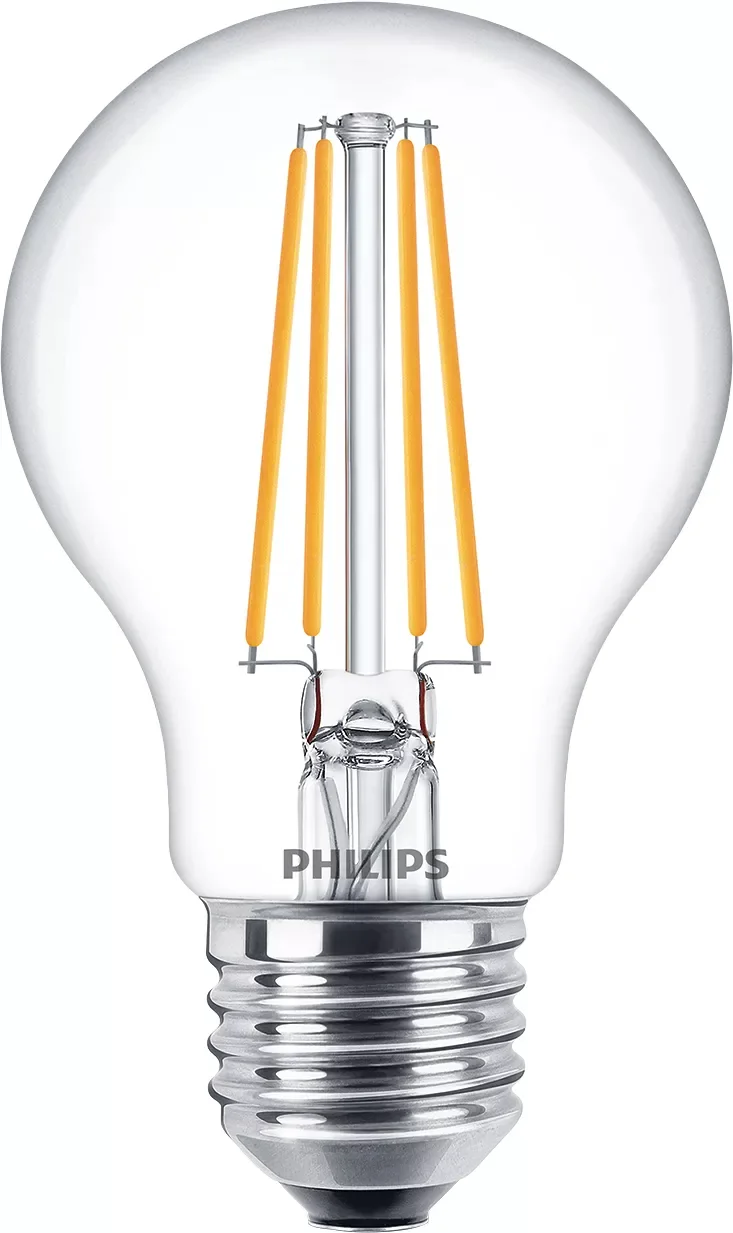 Philips Filament-Lampe, transparent, 60 W A60 E27