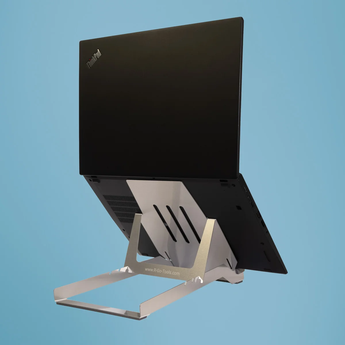 R-Go Tools Laptop-Halterung R-Go Riser Basic, faltbarer und verstellbarer Laptopständer, Aluminium, Silber