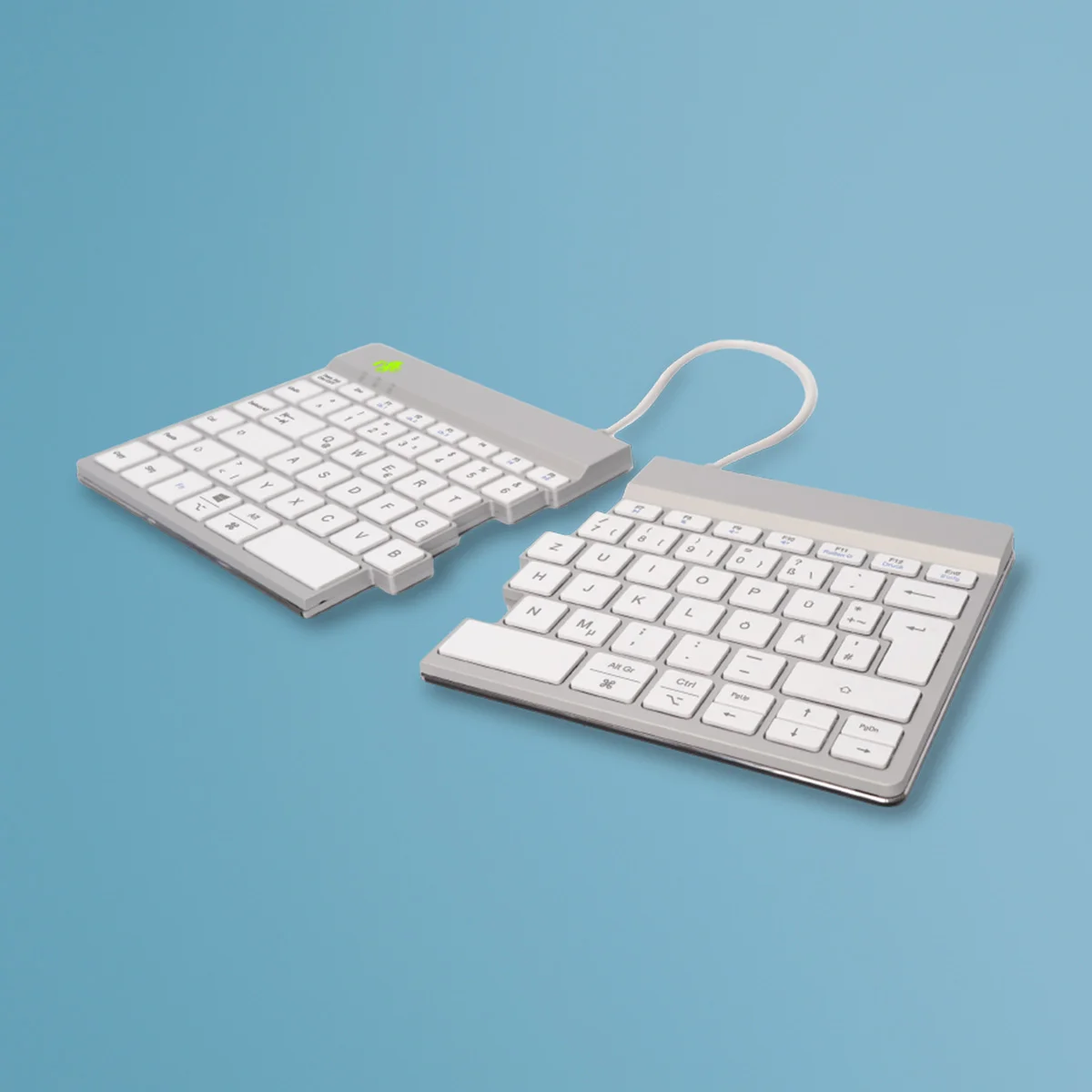 R-Go Tools Ergonomische Tastatur R-Go Split Break mit Pausensoftware, ergonomische geteilte Tastatur, QWERTZ (DE), kabellos, weiß