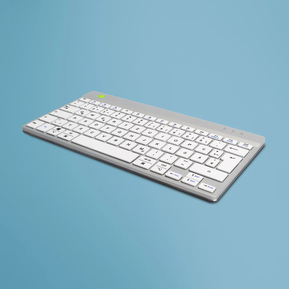 R-Go Tools Ergonomische Tastatur R-Go Compact Break, kompakte Tastatur mit Pausensoftware, QWERTZ (DE), Bluetooth, Weiß