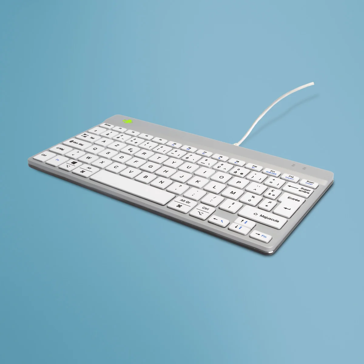 R-Go Tools Ergonomische Tastatur R-Go Compact Break, kompakte Tastatur mit Pausensoftware, AZERTY (FR), Kabelgebunden, Weiß