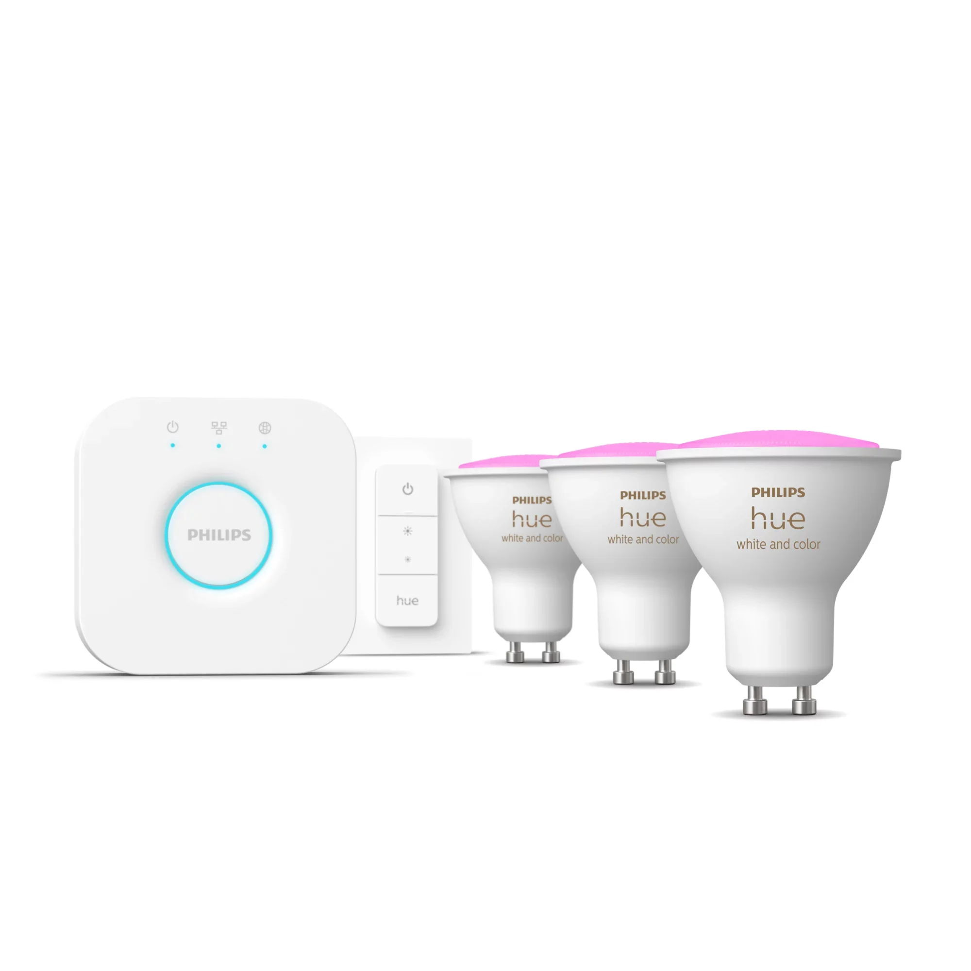 Philips Hue White and Color ambiance Starter-Set: GU10 - smarte Spots + Dimmschalter