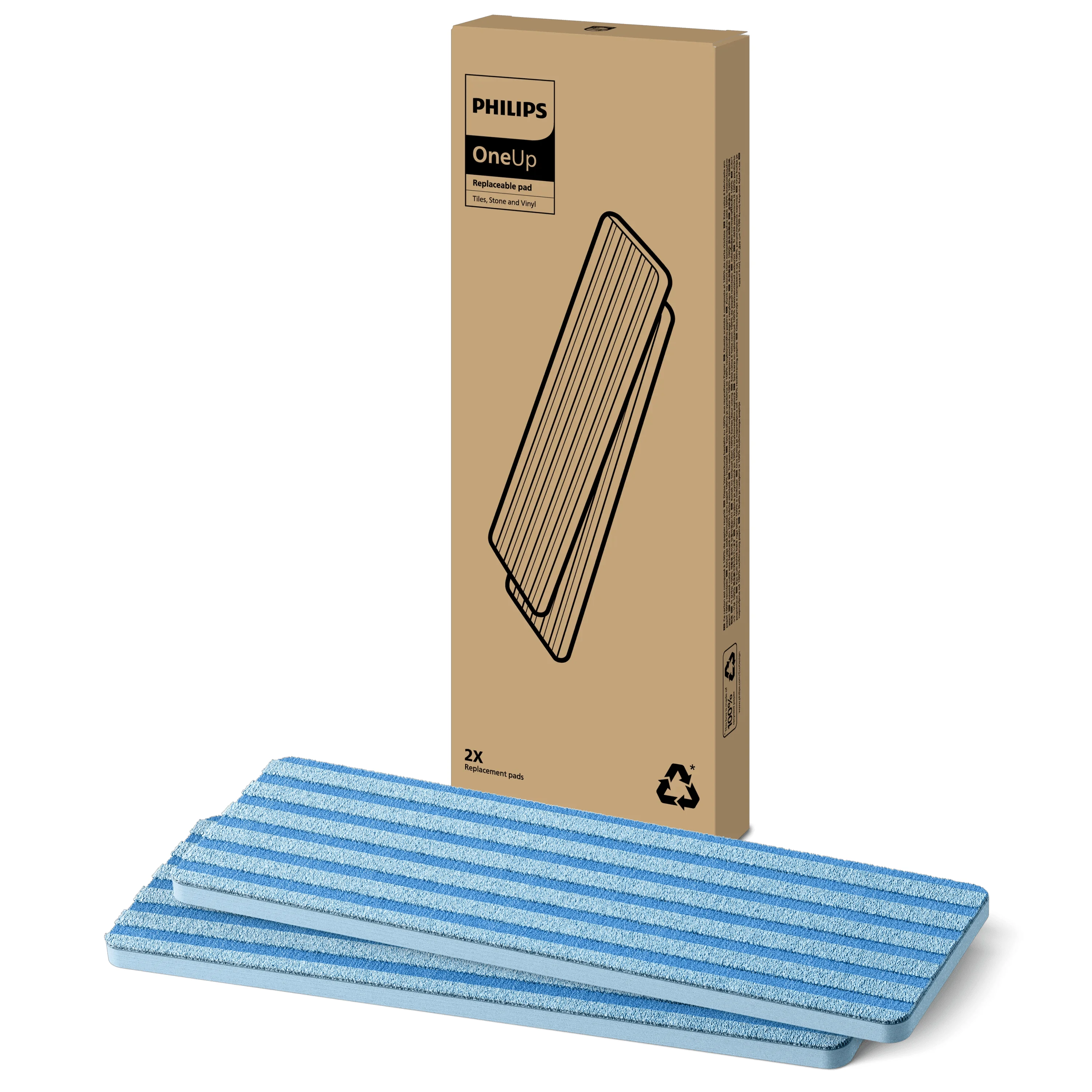 Philips OneUp Ersatz-Pad - Fliesen, Stein und Beton - Doppelpack