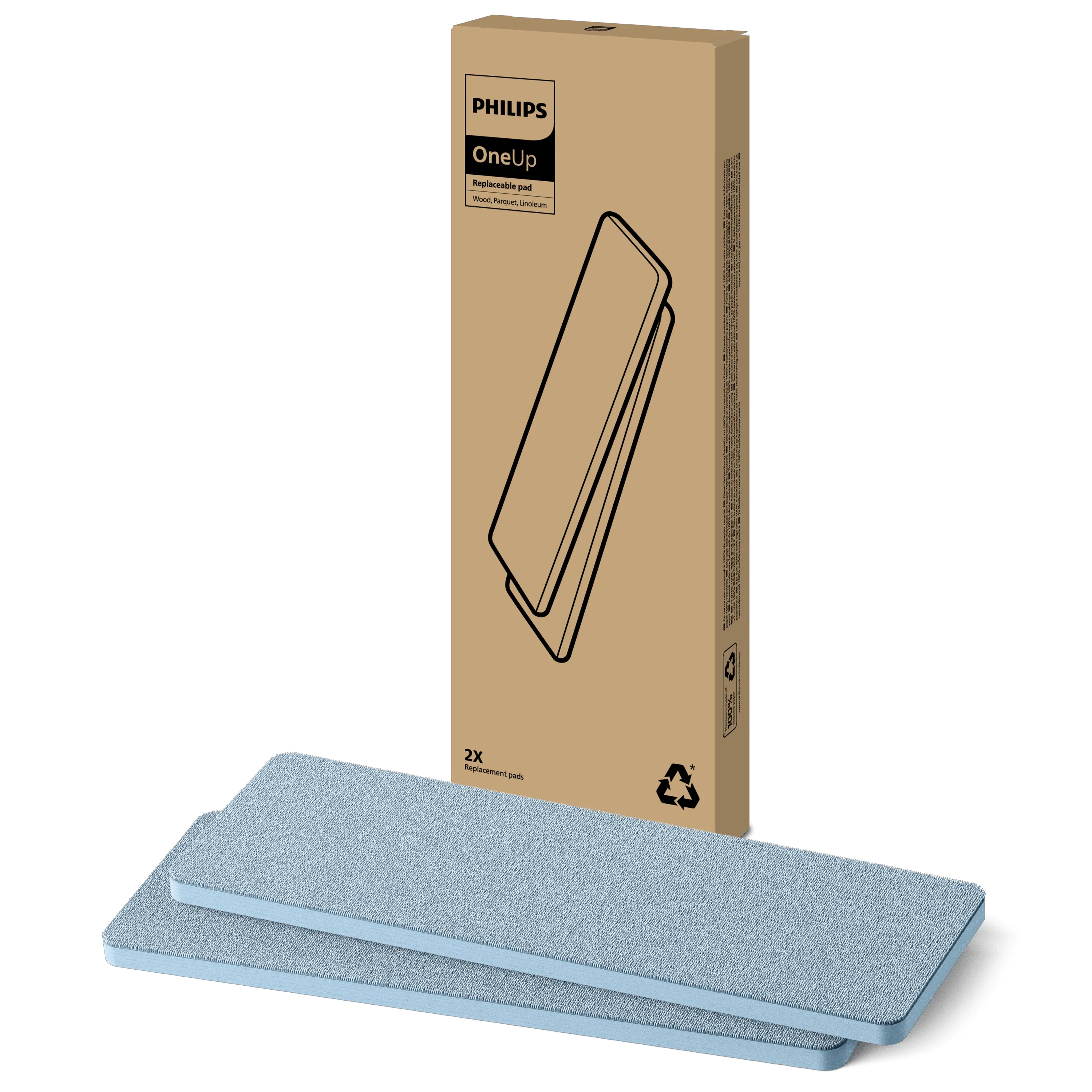 Philips OneUp Ersatz-Pad - Echtholz, Parkett, Linoleum - Doppelpack