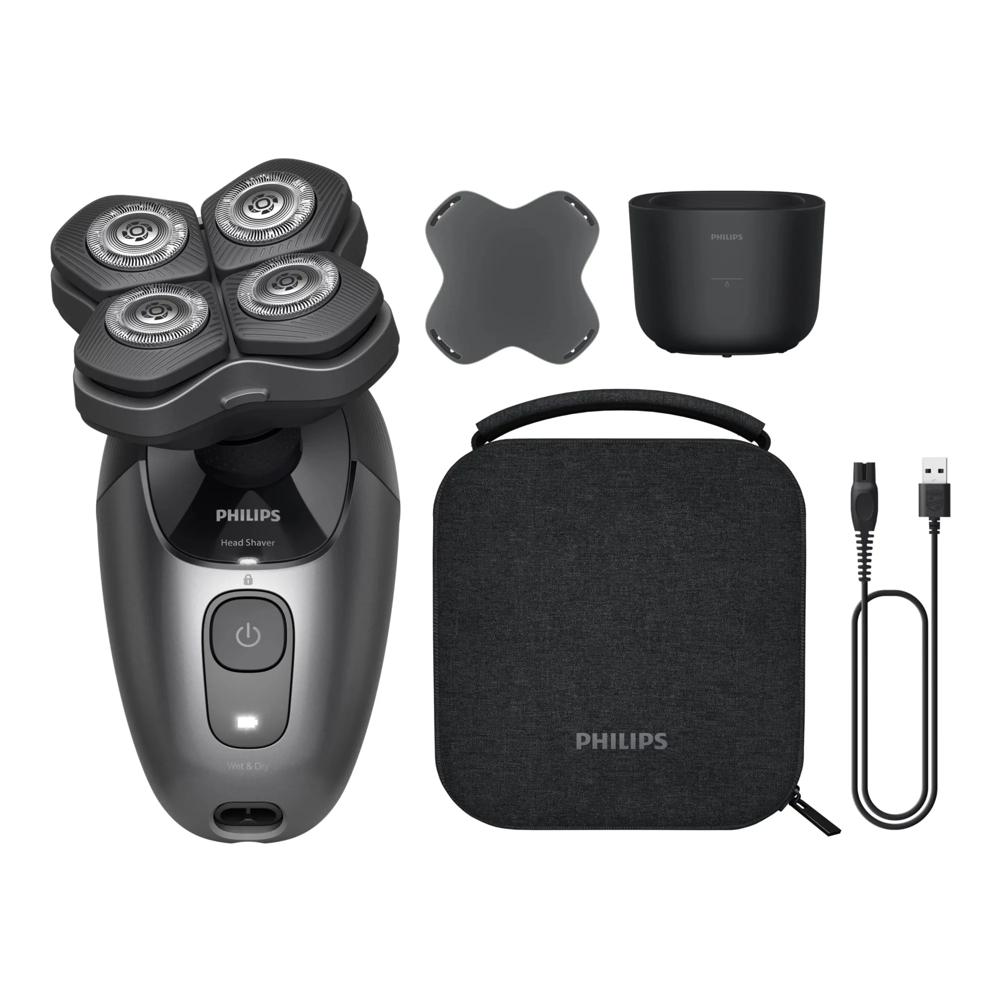Philips 7000 series Head Shaver Pro HS7980/15 Fortschrittlicher Rasierer mit 90 Min. Betriebszeit