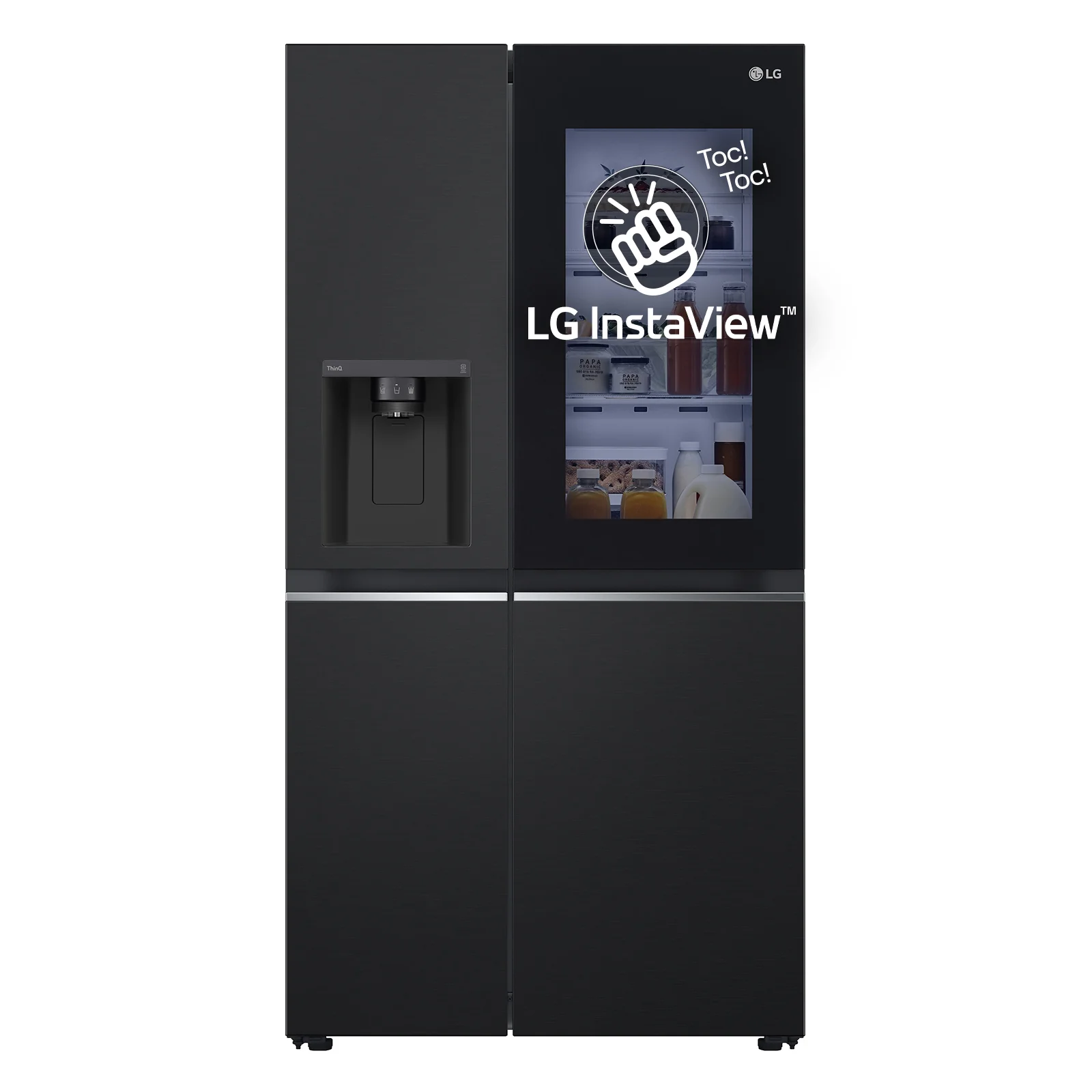 LG InstaView GSGV81EPLL Side-by-Side Kühlkombination Freistehend 635 l Schwarz