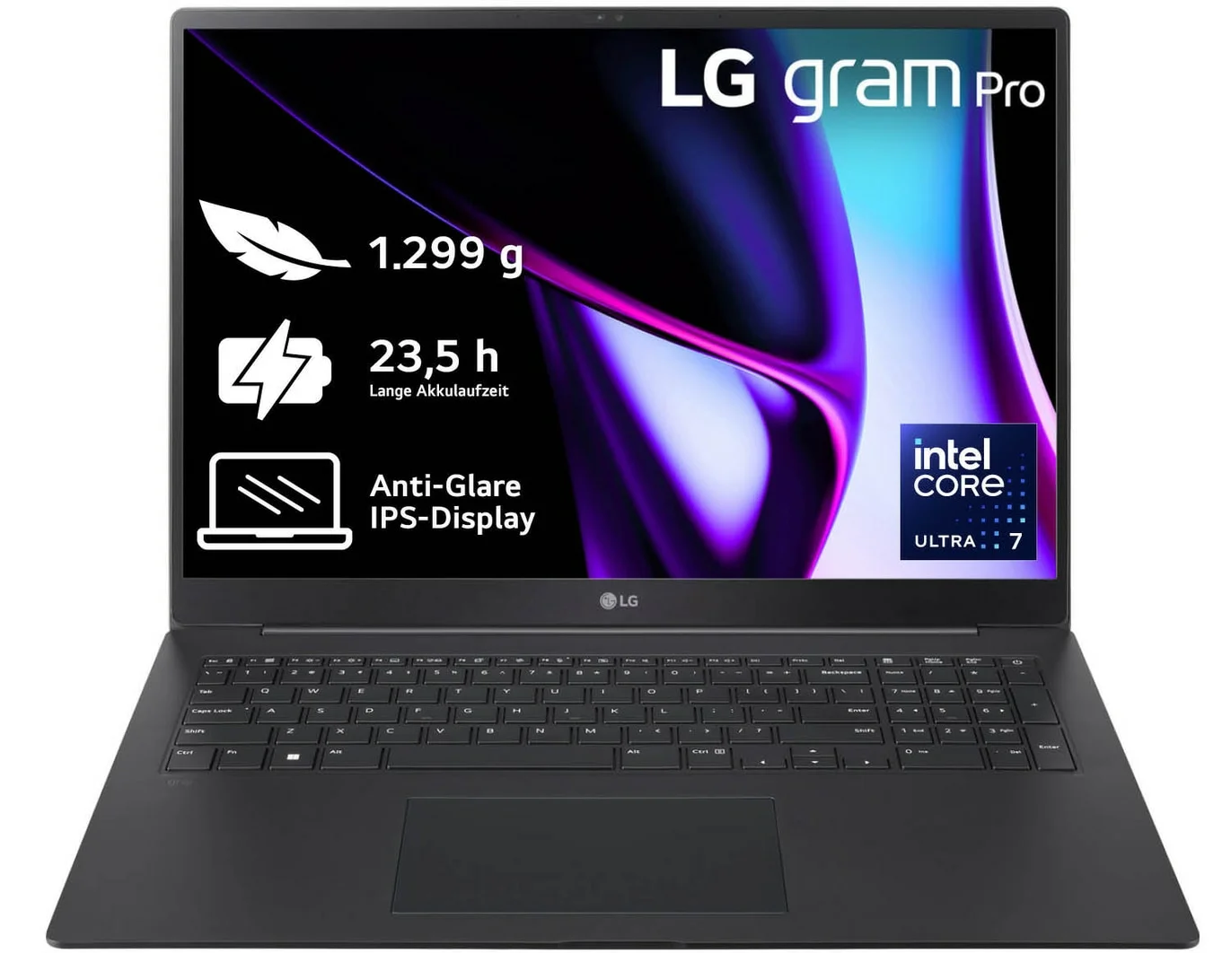 LG Gram Pro 17Z90SP Intel Core Ultra 7 155H Laptop 43,2 cm (17") WQXGA 32 GB LPDDR5x-SDRAM 2 TB SSD Wi-Fi 6E (802.11ax) Windows 11 Home Schwarz