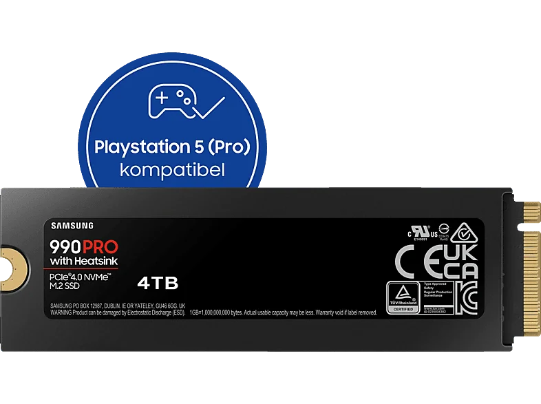 SAMSUNG 990 PRO Heatsink PS5 4TB, Gaming Festplatte, Schwarz