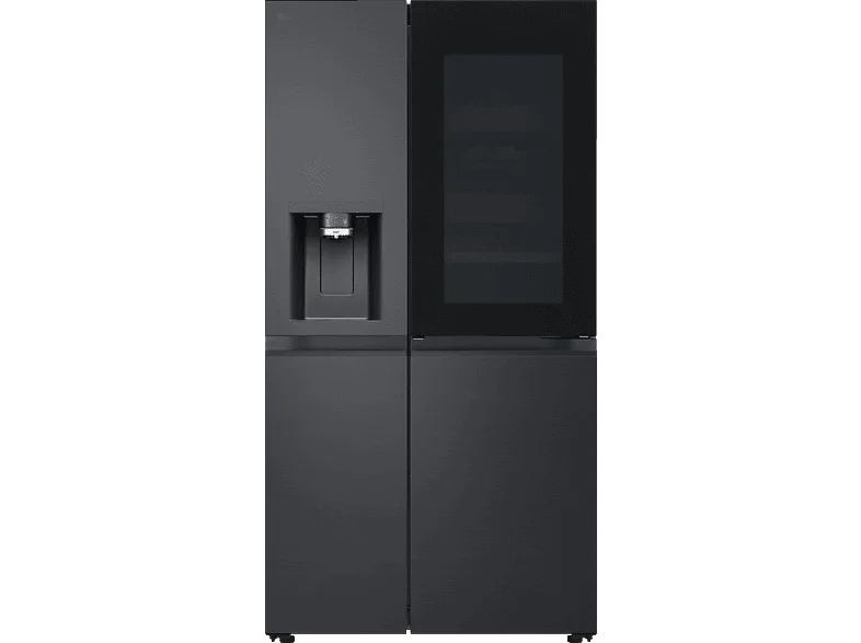 LG GSXE90EVDD mit Craft Ice, InstaView Door-in-Door®, Side-by-Side (628 l, D, 1790 mm hoch, Essence Matte Black)